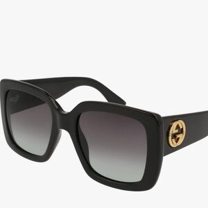 Gucci Square Sunglasses Black/Gold 53mm BNWT